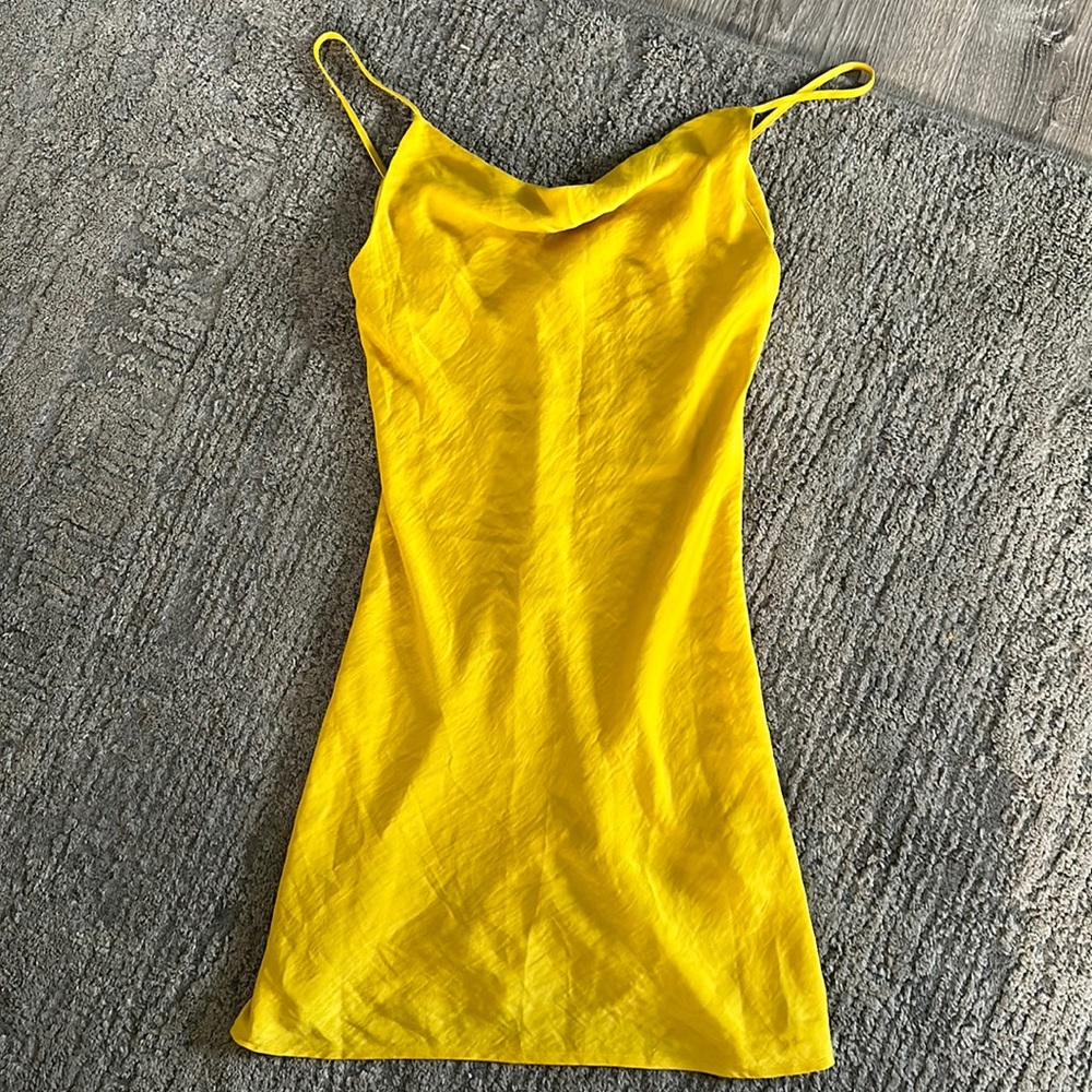 Cowl neck satin mini dress